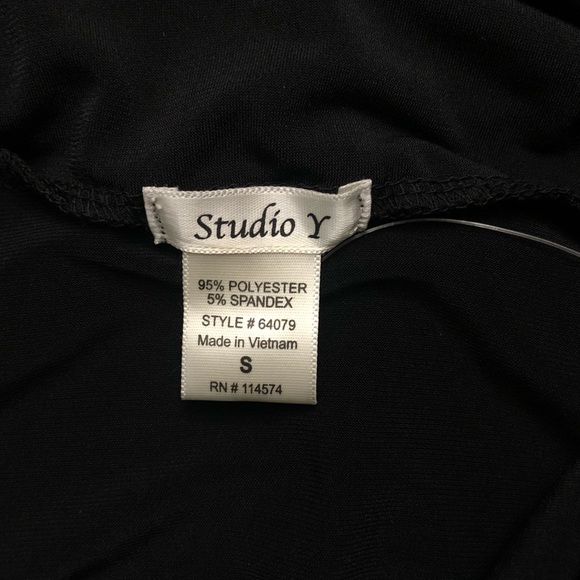 NWOT Maurices STUDIO Y Black Dressy Top w/Ruching & LACE INSERTS down sides SZ S - Picture 2 of 5